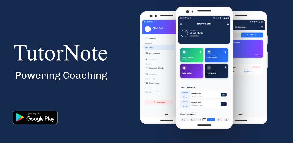 TutorNote – All-in-One ERP for Coaching Institutes & Academies Interface